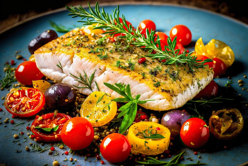 poisson cuit et préparé dans une assiette de restaurant